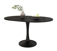 Mesa de comedor extensible ovalada, moderna mesa de cocina de MDF, mesa de comedor que ahorra espacio para 4-6 personas, mesa de café versátil y de ocio, mesa estable con diseño minimalista (negro)