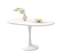 Mesa de comedor extensible ovalada, moderna mesa de cocina de MDF, mesa de comedor que ahorra espacio para 4-6 personas, mesa de café versátil y de ocio, mesa estable con diseño minimalista (blanco)