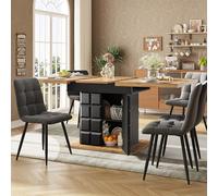 Mesa de comedor extensible plegable para 4-6 personas, diseño a cuadros, 110-140 × 80 cm, color negro, perfecta para cocina y sala de estar