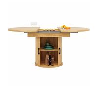 Mesa de comedor extensible - redonda a oval, 118-158 cm, para 6 personas - color madera natural