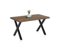 Mesa de comedor fija con patas metálicas 140x80cm X-Loft Roble boreal - Negro 140x80