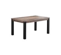 Mesa de comedor fija EMILE 6 personas - Melamina de roble marrón tabaco y negro mate - L160 x P90 x H77 cm - TRENDTEAM