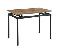 [en.casa] Mesa de Comedor Rectangular para Cocina Oficina 4 Personas Diseño Moderno Elegante 4 Patas de Acero Tablero de MDF 100 x 60 x 75 cm - Efecto Roble Negro