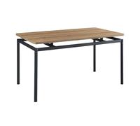 [en.casa] Mesa de Comedor Rectangular para Cocina Oficina 6 Personas Diseño Moderno Elegante 4 Patas de Acero Tablero de MDF 140 x 80 x 75 cm - Efecto Roble Negro