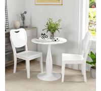 Mesa de comedor HOMCOM de 70x70 cm, mesa de cocina redonda para 4 personas, mesa de comedor con patas de aspecto mármol, mesa moderna para cocina, comedor y sala de estar, mesa de centro blanca