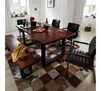 Mesa de comedor industrial de madera maciza, mesa de cocina con diseño Live Ed para 2 a 8 personas, resistente, 5 cm de grosor, parte superior de madera maciza rústica