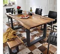 Mesa de comedor industrial de madera maciza, mesa de cocina rectangular grande con patas de metal para 46 personas, mesa central rústica para comedor