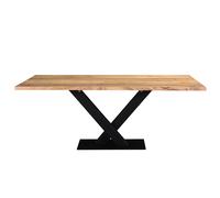 Mesa de comedor industrial rectangular de madera de acacia maciza y metal negro 200 cm VALLEY