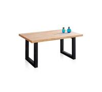 duehome | Loft, Mesa Fija de Comedor, Mesa para Salon, Acabado en Roble y Negro, Medidas: 160 cm (Largo) x 100 cm (Ancho) x 76 cm (Alto)