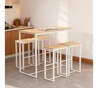 Mesa de Comedor Mesa Mesa de Cocina Conjunto de Comedor Con 4 Taburetes de Bar 1 Mesa 4 Plazas Taburetes Mesa de Para Cocina Comedor Espacios Pequeños Natural 100x96x60cm SoBuy PHU26-XO