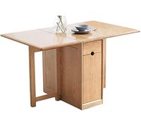 Mesa de comedor, mesa rectangular de hoja abatible, mesa de cocina plegable de roble, mesa multifunción de madera con 3 cajones, muebles para el hogar para cocina, comedor, apartamento pequeño, sala