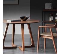 Mesa de comedor, mesa redonda moderna de mediados de siglo de madera maciza, adecuada para 2 a 4 personas, cocina de granja y comedor, mesa de café casual