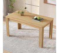 Mesa de comedor moderna de madera maciza, diseño rectangular resistente, cuatro patas, acabado de roble, mesa de comedor contemporánea, mesa de ocio simple para comedor