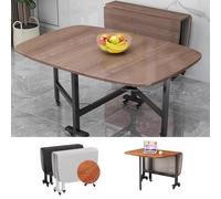 Mesa de comedor plegable ajustable de madera maciza con ruedas, 47 x 32 x 30 pulgadas, mesa auxiliar multifuncional con hoja caída, ideal para cocina y comedor