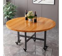 Mesa de comedor plegable compacta de 150 cm, mesa de cocina con ruedas, marco de metal resistente, mesa redonda para espacios pequeños, asientos de 4 a 8 pulgadas, diseño versátil