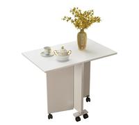 Mesa de comedor plegable con 6 ruedas para 4 personas plegables en 3 formas, mesa de isla de cocina, ideal para restaurante, cocina, dormitorio, color blanco, 120 x 60 x 72 cm
