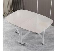 Mesa de comedor plegable con diseño de hoja caída, extensible y con ruedas para una fácil movilidad en áreas compactas de cocina y sala de estar