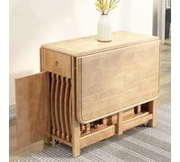 Mesa de comedor plegable con hoja caída y cajón, diseño que ahorra espacio, incluye 4 sillas, estilo mariposa móvil para un fácil almacenamiento