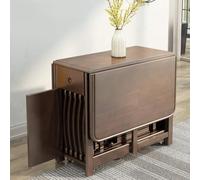 Mesa de comedor plegable con hoja caída y cajón, diseño que ahorra espacio, incluye 4 sillas, estilo mariposa móvil para un fácil almacenamiento