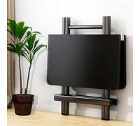 Mesa de comedor plegable con ruedas ajustables de madera, rectangular, diseño de mariposas, bordes redondos, acabado negro, 120 x 70 cm, perfecta para espacios pequeños