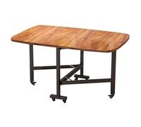 Mesa de comedor plegable con ruedas bloqueables, mesa de cocina rectangular que ahorra espacio, extensible de 100 x 60 cm, perfecta para comedor (marrón)