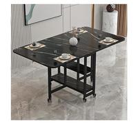Mesa de comedor plegable con ruedas para 2 a 6 personas, versátil consola de cocina con 2 estantes de almacenamiento, perfecta para espacios pequeños y uso en el comedor