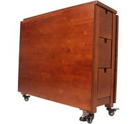 Mesa de comedor plegable con ruedas y cajones, diseño que ahorra espacio para reuniones familiares y áreas pequeñas