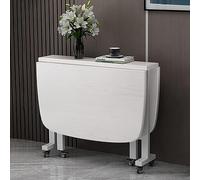 Mesa de comedor plegable de 120 x 70 cm, mesa de cocina extensible con ruedas de bloqueo, mesa de comedor de madera abatible para pequeños apartamentos, color blanco, opciones de 100/120 cm