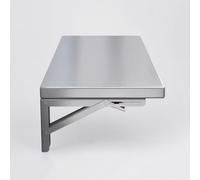 Mesa de comedor plegable de acero inoxidable para espacios pequeños, ahorro de espacio, escritorio de hojas caídas con soportes, mesa de cocina compacta (120 x 20 cm)