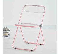 Mesa de comedor plegable de acrílico transparente, moderna mesa auxiliar apilable para uso doméstico y exterior, elegante estante rosa, diseño que ahorra espacio para sala de estar