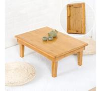 Mesa de comedor plegable de bambú, mesa baja para suelo, perfecta para sala de estar, dormitorio o ventanal, ahorro de espacio y muebles elegantes para el hogar