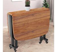 Mesa de Comedor Plegable de Cocina de Madera, Mesa Rectangular Extensible de Hoja abatible para Espacios pequeños con Ruedas móviles, Mesa de Comedor de Hoja abatible