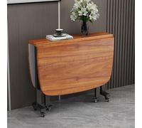Mesa de Comedor Plegable de Madera Extensible con Ruedas para Espacios pequeños. Diseño de Mesa abatible Tipo Mariposa.