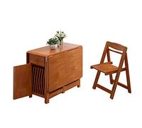 Mesa de comedor plegable de madera maciza con hoja de extensión, ruedas y cajón, isla de cocina rústica que ahorra espacio