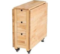 Mesa de comedor plegable de madera maciza con rodillos y cajones, incluye 1 mesa y 8 sillas, ahorra espacio de 6 a 8 plazas para reuniones familiares y pequeñas zonas de comedor