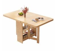 Mesa de comedor plegable de madera maciza extensible con estante de almacenamiento de 2 capas para espacios pequeños (120 x 60 cm), perfecta para comedores y cocinas