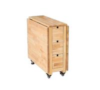 Mesa de comedor plegable de madera maciza para 6 a 8 personas con ruedas y cajones, juego de muebles de cocina que ahorran espacio, incluye 1 mesa y 6 sillas, color madera versátil