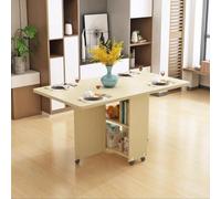 Mesa de comedor plegable de mariposa con ruedas, versátil mesa de extensión plegable para espacios pequeños, cocina y sala de estar (amarillo claro, 120 x 60 x 77 cm)
