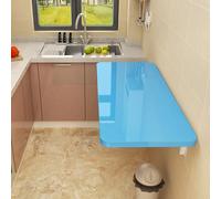 Mesa de comedor plegable de pared para cocina, dormitorio, sala de estar y oficina, diseño compacto de 80 x 50 cm, color azul, versátil y moderno
