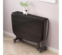 Mesa de comedor plegable, diseño de puerta de hoja caída, movible con ruedas, mesa de madera para comedor y sala de estar, diseño que ahorra espacio para espacios pequeños, elegante acabado marrón