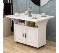 Mesa de comedor plegable extensible con ruedas, mesa de cocina y armario de almacenamiento, mesa móvil para ahorrar espacio en 3 formas, ideal para espacios pequeños (color: A: Tamaño: 100 x 80 x 76