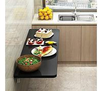 Mesa de comedor plegable flotante de pared con estantes, ideal para cocina, cafetería, oficina en casa, dormitorio, estantería de madera y escritorio de aprendizaje, color negro, 110 x 20 cm