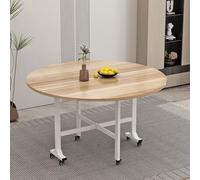 Mesa de comedor plegable, mesa de comedor plegable redonda de hoja abatible, mesa de comedor versátil con 6 ruedas universales y marco de metal, plegable en 3 formas, para espacio pequeño comedor