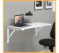 Mesa de comedor plegable montada en la pared, barra de desayuno blanca y escritorio flotante para laptop que ahorra espacio (100 x 50 cm de largo x 50 cm de ancho) - ideal para espacios pequeños y