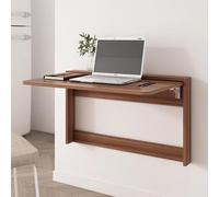 Mesa de comedor plegable montada en la pared, escritorio flotante para laptop, mesa de madera con hojas colgantes para cocina, comedor, estudio, oficina en casa, bar (64 cm, acabado nogal)