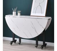 Mesa de comedor plegable móvil con hoja de caída para espacios pequeños, mesa extensible de mariposa sobre 6 ruedas, soporte de acero al carbono, versátil y plegable, mesa de mesa de comedor de cocina