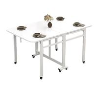 Mesa de comedor plegable móvil, mesa de cocina, mesa multifunción de mesa de comedor de hojas, espacio para la cena plegable que ahorra espacio de madera sólida con 8 ruedas, para comedor, sala de