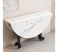 Mesa de comedor plegable para 5-7 personas, mesa auxiliar expandible con hojas colgantes y 6 ruedas, ahorro de espacio, para habitaciones pequeñas, color gris, 100 x 75 cm