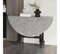 Mesa de comedor plegable para 5 a 7 personas, mesa auxiliar expandible que ahorra espacio, con hojas colgantes y 6 ruedas, perfecta para espacios pequeños, sala de estar (gris, 120 x 75 cm)