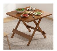 Mesa de comedor plegable para tarjetas, mesa de comedor cuadrada simple, mesa de comedor plegable, mesa de bambú beige para 2-4 personas, mesa de bar pequeña para jardín